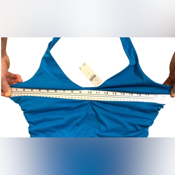 Anthropologie Womens NEW Ariana Halter Mini Dress Large Blue Stone Resort Wear - Picture 8 of 15